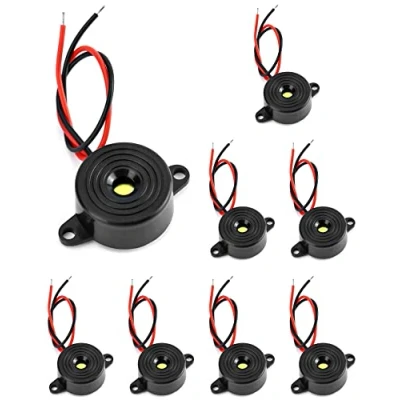 Imagen de QWORK 8 Piezas Zumbador electrónico, 3 24 V Piezoeléctrico de 87 dB, para fotocopiadoras, Alarma, Juguetes electrónicos, Longitud del Cable 100 mm