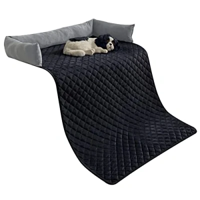 Imagen de OKYUK Cama para Perros, Perro Lavable a Mano, Cesta Perro, Manta Sofá Funda de Sofá, Super Suave Antideslizante, Grande (Negro Gris,75 x 120 cm)