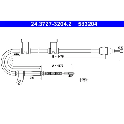 Imagen de ATE 24.3727 3204.2 Cable de Freno Mano 1673 KIA: cee‘d I Familiar