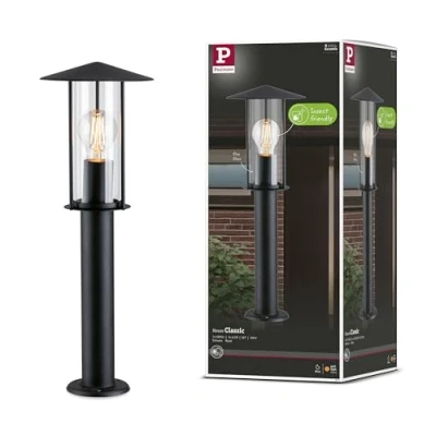 Imagen de Paulmann 94737 Luminaria ext. LED baliza Classic resp. con los insectos IP44 500mm 2200K 4,3W 420lm 230V negro E27, metal, luz dorada, jardín