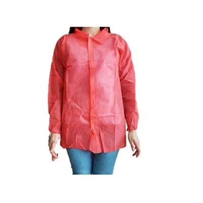 Imagen de Bata visita cadete (10 a 14 años). Protección desechable. Cierre con velcros y cuello tipo camisa. Color rojo