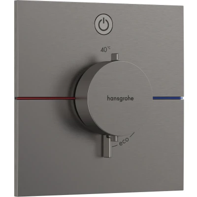 Imagen de hansgrohe ShowerSelect Comfort E, termostato empotrado , grifo con botón de seguridad (SafetyStop) a 40 C, rectangular para ducha y bañera, mezclador 1 función, cromo negro cepillado