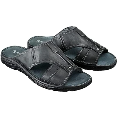 Imagen de ESTRO Sandalias Hombre Verano Cuero Chanclas con Suela Goma Antideslizante s1 (44 EU, Grafito)