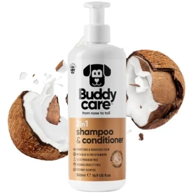 Imagen de Buddycare Champú y acondicionador para Perros con Aroma a Coco Aloe Vera Pro Vitamina B5 2en1 500ml