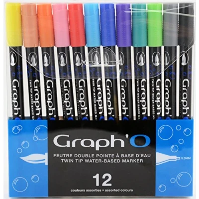 Imagen de graph&#039; o go00240 Essential Set de 12 rotuladores, color colores variados marqueurs