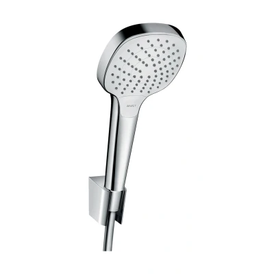 Imagen de Hansgrohe 26413400 Croma Select E 110 Vario ducha de mano con soporte y flexo, 3 tipos chorro, blanco/cromo