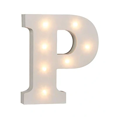 Imagen de Out of the blue 57/6089 Letra de madera «P», iluminada con 7 luces led, funciona pilas, aprox. 16 cm