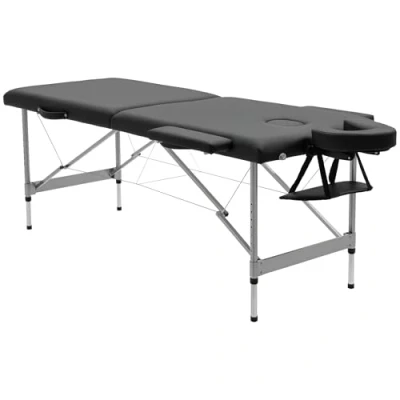 Imagen de HOMCOM Camilla de Masaje Plegable Mesa Portátil con Altura Ajustable en 7 Posiciones Reposacabezas y Marco Aleación Aluminio para Fisioterapia Carga 130 kg 186x71x62 83 cm Negro