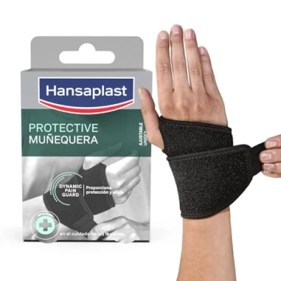 Imagen de Hansaplast muñequera Protectora (1 ud), deportiva ajustable con soporte 360º, para tendinitis, artritis, esguinces, torceduras, síndrome del túnel carpiano y otras lesiones