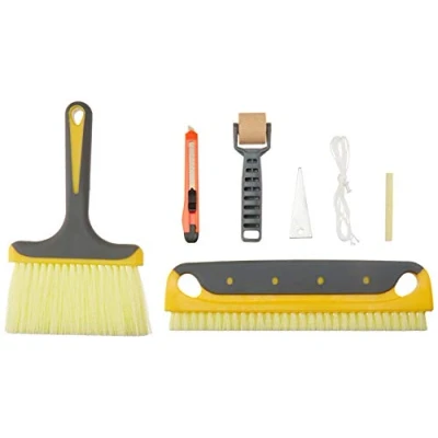 Imagen de Amazon Basics Kit de revestimiento papel pared con cepillos agarre suave, 7 piezas