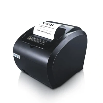 Imagen de vretti Impresora de Recibo Térmica, Tikitera 80mm con Cortador Velocidad Alta 300 mm/s ESC/POS USB/Serial/LAN Compatible Windows/Mac