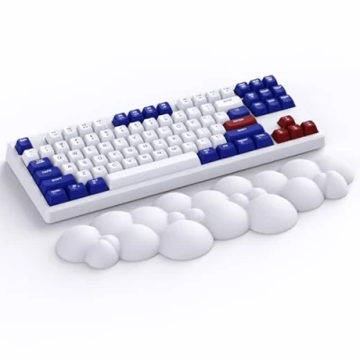 Imagen de ATTACK SHARK Reposamuñecas en la Nube, Antideslizante, Soporte Ergonómico para Muñeca, Descanso Palma de Mano Teclados Mecánicos TKL/Tamaño Completo, Teclado Blanco