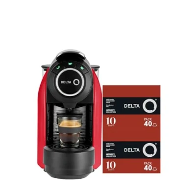 Imagen de Delta Q Cafetera de Cápsulas Qool Evolution Color Rojo 19 Bares Presión Capacidad 1 L Incluye 2 Packs 40 Café Qalidus Intensidad 10