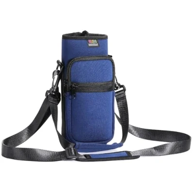 Imagen de Nuovoware Bolsillo de Botella Agua Portátil Neopreno, con Correa Hombro a Prueba Caída, Funda Impermeable 710ml Protectora para Viaje, Azul Marino