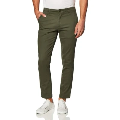 Imagen de Amazon Essentials Pantalones Chinos, elásticos, Informales, Corte clásico Hombre, Verde Oliva, 33W / 28L