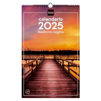 Imagen de Finocam Calendario Imágenes de Pared Espiral para Escribir 2025 Mes Vista Enero Diciembre (12 meses) Atardeceres mágicos Español