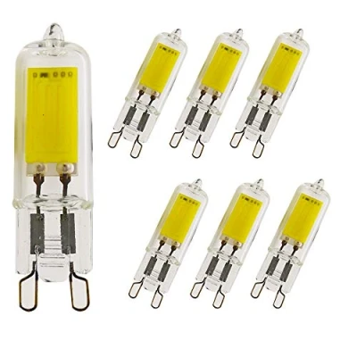 Imagen de bombilla LED G9, cuerpo de cristal, luz blanca fría, 6000 K, 5 W, equivalente a 40 halógena 400 lm, CA 220 V, ángulo haz 360, no regulable, paquete 6 unidades