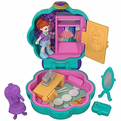 Imagen de Polly Pocket Mini cofre estudio de moda, muñeca con accesorios (Mattel FRY31)