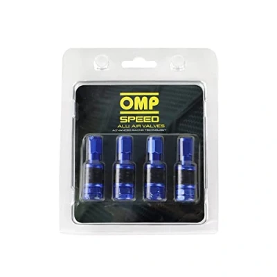 Imagen de OMP Speed Juego de 4 Valvulas Aluminio para Llantas, Color Azul, Neumaticos