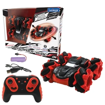 Imagen de Lexibook RC58, tobogán Crosslander, Coche teledirigido, hasta 12km/h, 4 Ruedas motrices, Reversible, Acrobacias locas a 360, Efectos Luminosos, Recargable, Color Rojo/Negro