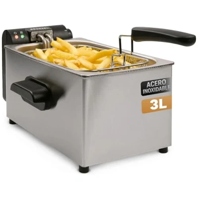 Imagen de Grunkel Freidora de aceite FRYPRO 3SS con 2000W y cubeta en acero inoxidable tecnología zona fría, 3 litros capacidad control temperatura hasta 190C