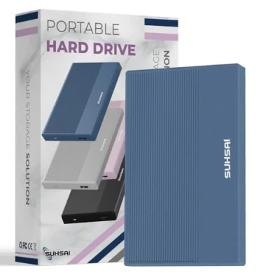 Imagen de SUHSAI Disco Duro Externo de 500 GB HDD Copia Seguridad Datos Expansión Memoria 2,5&quot; portátil USB 3.0 Compatible con Mac, Escritorio, PC, PS4, PS5, Xbox One (Azul Oscuro)