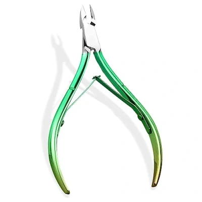 Imagen de Alicates Cuticulas Acero Inoxidable,Alicates para cutículas,Corta Profesional, Tijeras Uñas Gruesas o Encarnadas, Pedicura y Manicura,Degradado Verde.