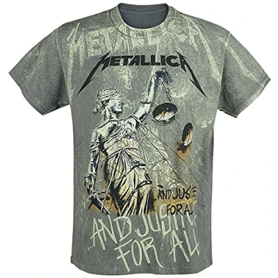 Imagen de Metallica ... and Justice For All Neon Backdrop Hombre Camiseta Gris Marengo XL