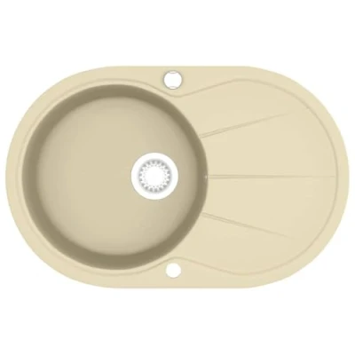 Imagen de vidaXL Fregadero de Cocina Granito con un Seno Ovalado Lavabo Fontanería Piezas y Bricolaje Pileta Escurreplatos Platos Beige