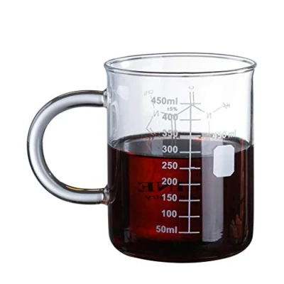 Imagen de Mug, holilest Caffeine Beaker Mug Graduated with Handle Borosilicate Glass Cup