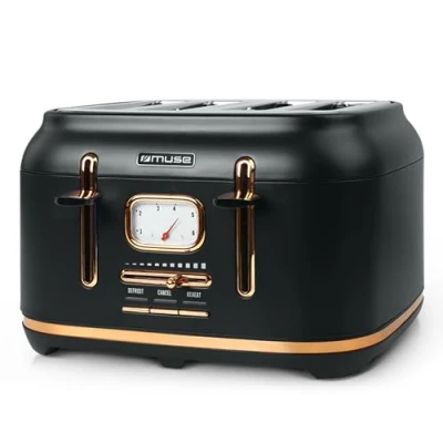 Imagen de Muse MS131BC Tostador 4 rebanadas negro mate/cobre