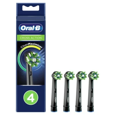 Imagen de Oral B CrossAction Juego de 4 cartuchos limpieza originales con tecnología CleanMaximiser, color negro