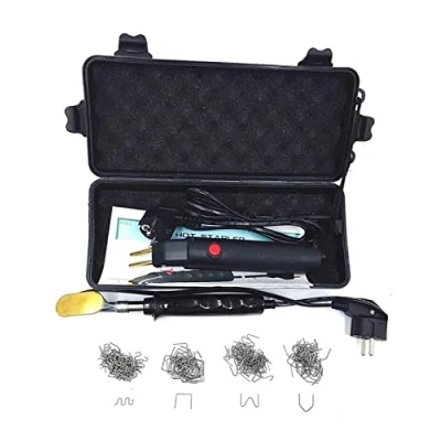 Imagen de pistola de reparación plástico, grapadora plástico caliente, parachoques, soldadura, soldador soldadura fusión en uñas, grapas