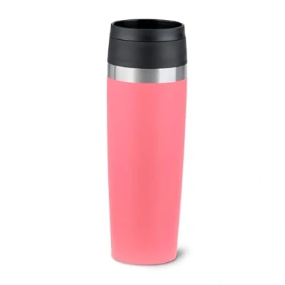 Imagen de Emsa Travel Mug N2023950 Vaso térmico (500 ml, 6 horas de calor + 12 frío, 100% hermético, fácil apertura y cierre, revestimiento en polvo, color coral)