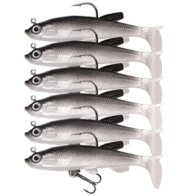 Imagen de Vesaneae 6 Piezas Cebo Suave, Cabeza de Plomo Cebo, Señuelos Pesca Blando, Cebos Artificiales para Mar Articulos Pesca, Lucio la Agua Salada, Trucha, Perca