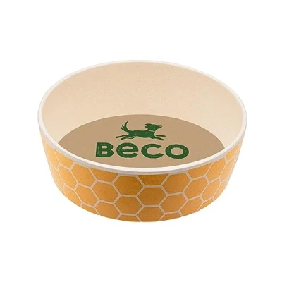 Imagen de Beco Cuenco para Perro Comida y Agua, bambú, Panal, (Grande, 18,5 cm de diámetro)