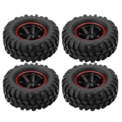 Imagen de Dilwe RC Neum¨¢tico de Coche, 4 Pcs Neum¨¢ticos Rueda 6 Hoyos Goma con Ejes para 1/10 Escala Crawler Off Road Truck