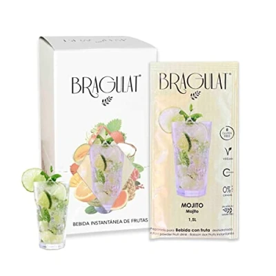 Imagen de BRAGULAT Bebida de Frutas con Mojito Bebidas y Refrescos Instantáneas en Polvo Saborizantes Sin Azucar, fruta, Vitamina C B12 Agua Sabor a (15 Sobres, Mojito)