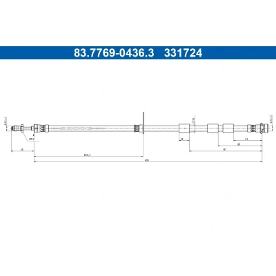 Imagen de ATE 83.7769 0436.3 Latiguillos de Freno 430mm M10x1mm FORD: Ecosport Mk2 2.0 Ti VCT 4x4, 1.5 EcoBlue TDCi, 1.0 EcoBoost, TDCi 4x4