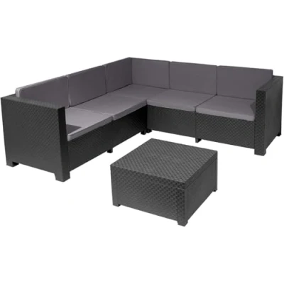 Imagen de Shaf Oasis Set Muebles de Salon Exterior Conjunto Jardin 5 Plazas Fabricado en España con Materiales Reciclados Color Grafito