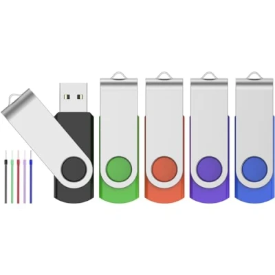 Imagen de 5 Piezas Memorias USB 8GB Pendrive Práctico 2.0 Flash Drive 8 GB Almacenamiento Multicolor Pen Giratorio Económico Conjunto de Llaves con Cordones para la Empresa Oficina by FEBNISCTE