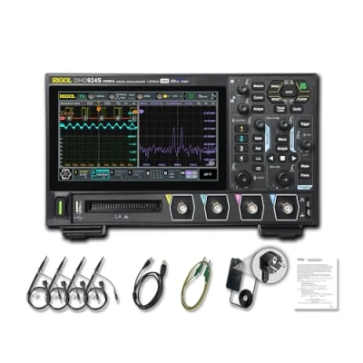 Imagen de RIGOL DHO924S Osciloscopio digital portátil, 250MHz,12bit,4 canales analógicos, 16 digitales,compatible con el análisis del diagrama de Bode, generador señal integrado 25 MHz.