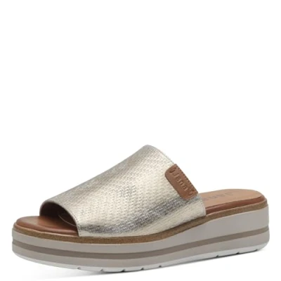 Imagen de Jana Softline 8 27272 42 938 Gold Comb Slipper Komfortable Mehrweite Alltagsschuh Festlich Elegant, Sandalias Planas Mujer, 39 EU Ancho