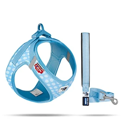 Imagen de Vest Harness curli Clasp Air Mesh Skyblue Circles 3XS &amp; Leash M