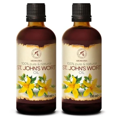 Imagen de Hierba de San Juan 2x100ml 200ml Hypericum Perforatum 100% Puro Aceite Hipérico para Cuidado Intensivo Cuerpo Cabello Piel Masajes