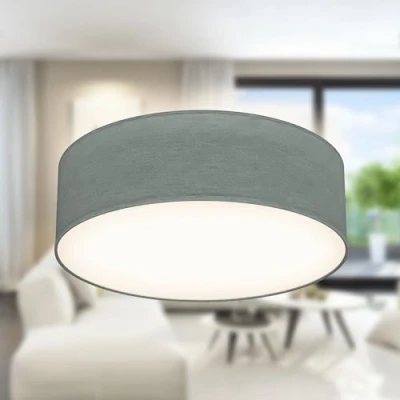 Imagen de B.K.Licht Lámpara de Techo textil, Pantalla tela, Fácil montar, Plafon Luz suave, 1 Casquillo E27 Max 40W, elegante Dormitorio, Cocina, Salón, Ø 30cm, Sin bombilla, Gris