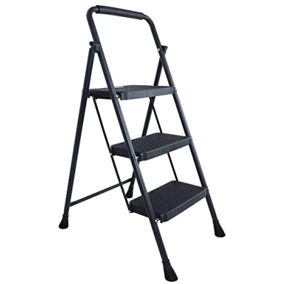 Imagen de Elevon Taburete Plegable con Pedal Antideslizante Ancho, Escalera de Acero Resistente 3 escalones