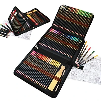 Imagen de lapices colores profesionales,dibujos a lapiz con color y Herramientas de dibujo,96 kit para dibujar perfecto colorear libros aulas.