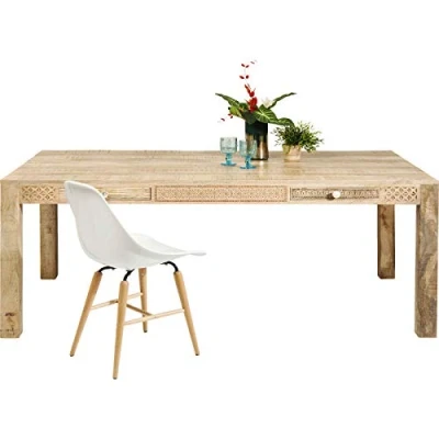 Imagen de Kare 81935 Puro Plain Mesa de Comedor (200 x 100 cm, Madera Maciza Mango, tamaño Grande, lacada, marrón, (HxBxT) 76 200 cm