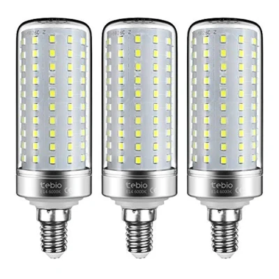 Imagen de tebio LED Plata Maíz Bombillas 25W E14 6000K Blanco Frío Candelabros bombillas, 200W Bombilla Incandescente Equivalente, 2500LM, vela No regulables, 3 Packs